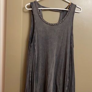 Grey tank top with detailed collar